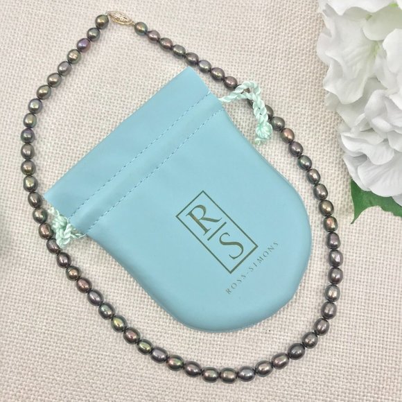 DESIGNER ROSS SIMONS 925 BLACK PEARL NECKLACE - Picture 8 of 12